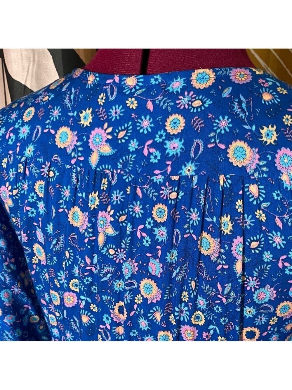 Bohemian Blue Floral Long Sleeve Dress - Picture 7 of 12